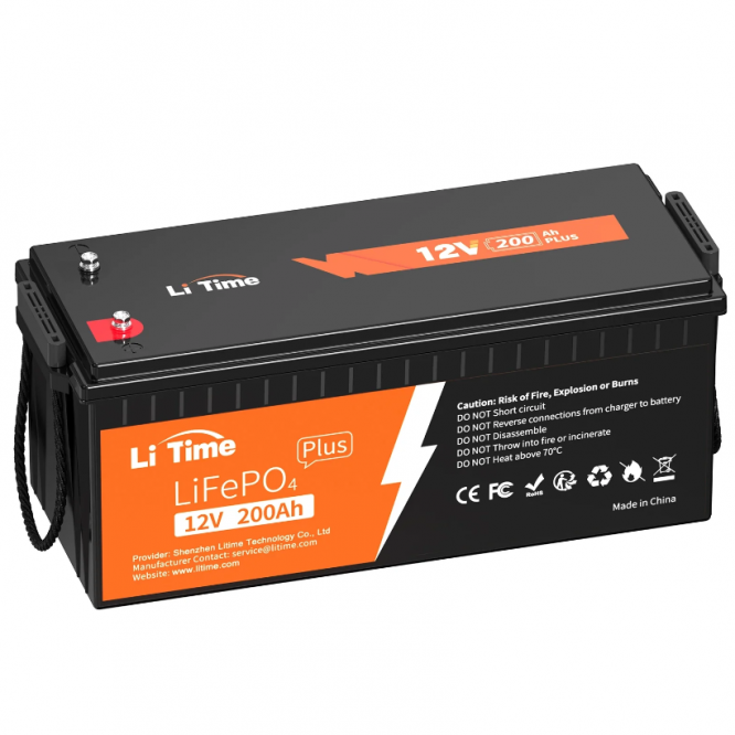LiTime 12V 200Ah Plus Baterie cu litiu LiFePO4 cu ciclu profund – 200A BMS