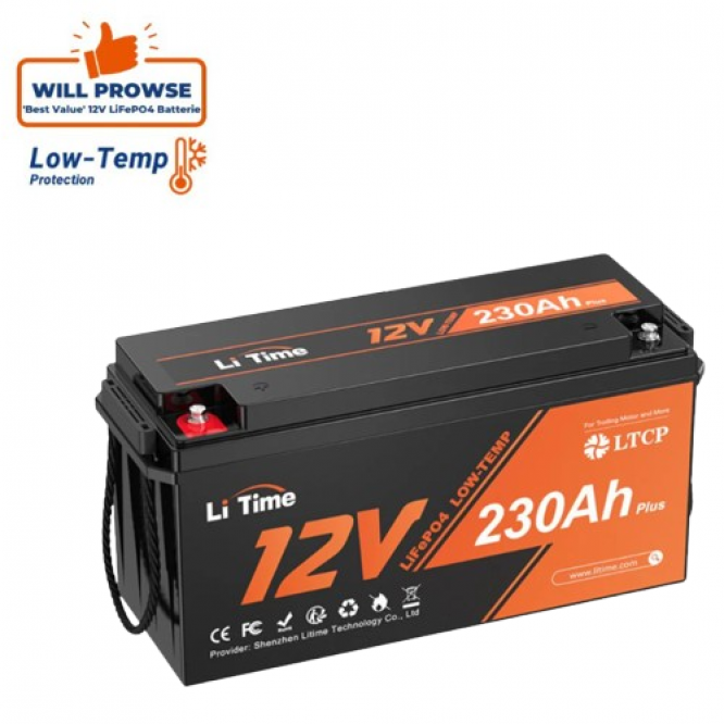 LiTime LiFePO4 12V 230Ah Plus Protecție la temperatură scăzută Baterie cu ciclu profund - 200A BMS