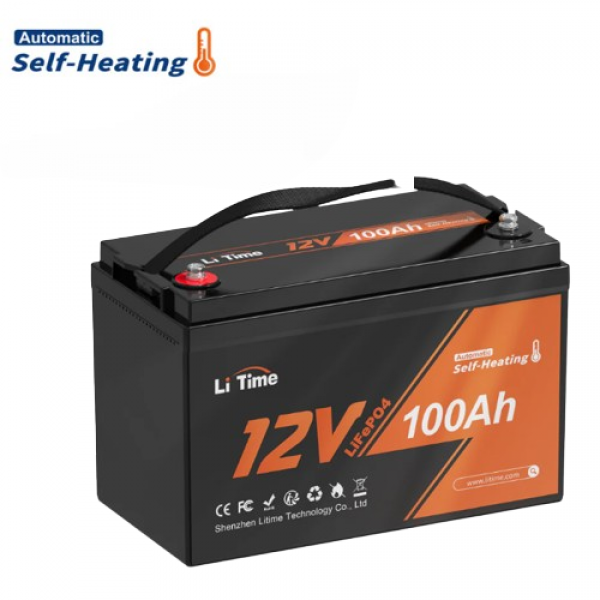 Baterie LiTime 12V 100Ah LiFePO4 cu încălzitor, ...