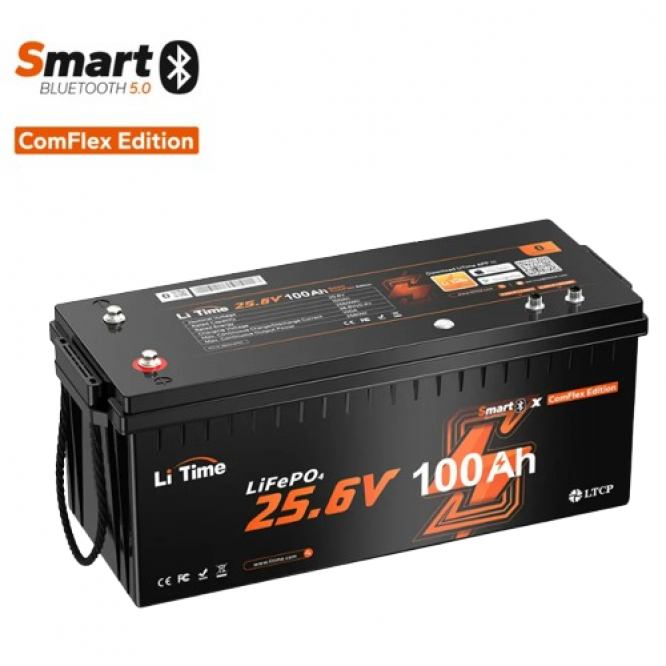 LiTime 24V 100Ah Smart ComFlex LiFePO4 – compatibil Bluetooth și Victron