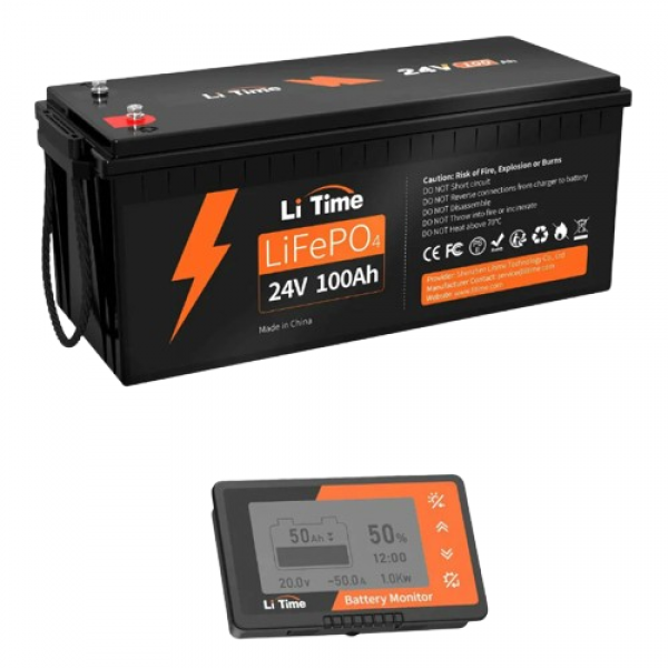 Baterie LiTime LiFePO4 24V 100Ah cu ciclu adânc litiu-ion