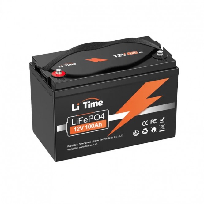 Baterie solara LITHIUM LiTime 12V 100Ah LiFePO4 cu BMS, 1280Wh, IP65